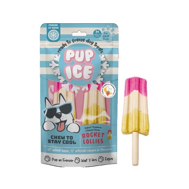 Pup Ice Hondenijsje Raket Yoghurt/Aardbei/Banaan - 2 stuks