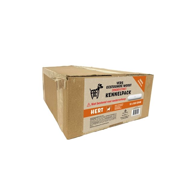 Freds Gestoomd Vers Vlees Worst Hert , Graan & Glutenvrij -Kennelpack 10x900 gram