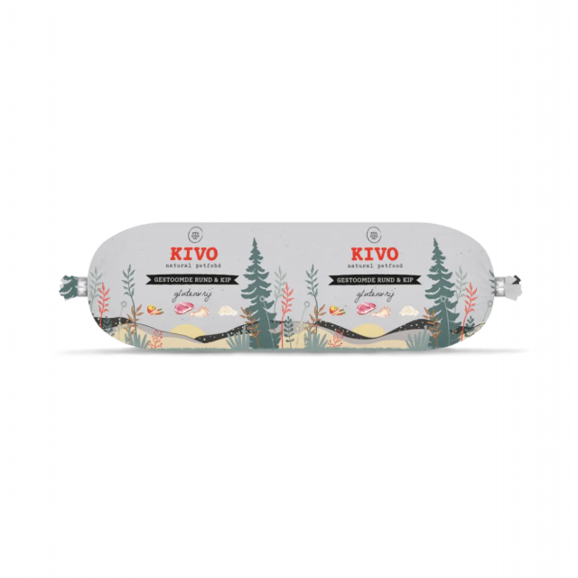 Kivo Gestoomd Worst Rund & Kip -600 gram